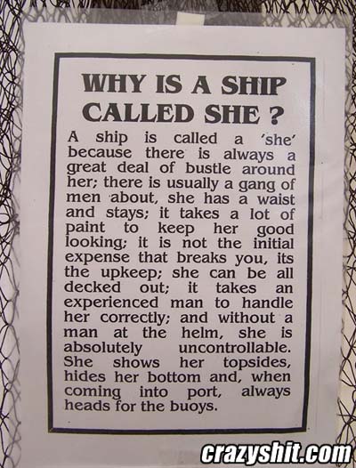 Ever Wonder Why a Ship is Called a 'She'?