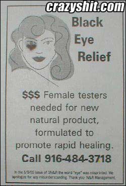 Ladies, Wanna Get Paid For a Black Eye?