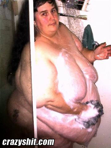 Fat woman in the shower