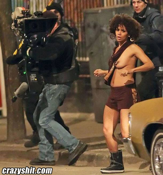 Halle Berry Street Walking Boob Shot