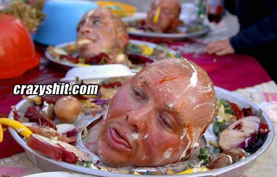 Severed head on a platter