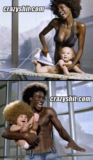 White baby ironing