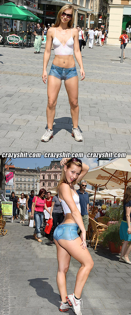 CrazyShit.com | Body Paint: Hot Daisy Duke Shorts - Crazy Shit