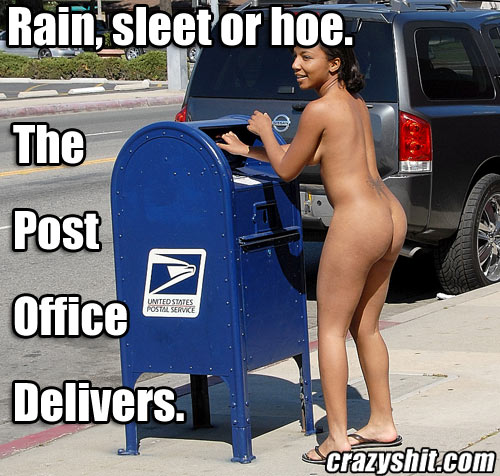 Post Office Delivers in Rain, Sleet or Hoe!