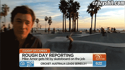 News Reporter Gets Skateboard To The Head