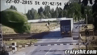Evil Train Takes Out Truck
