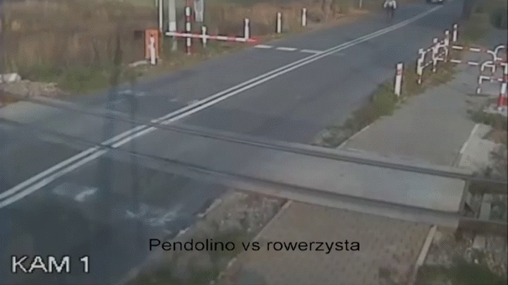 BICYCLIST TRIES TO OUTRUN TRAIN (GUESS WHAT HAPPENS)