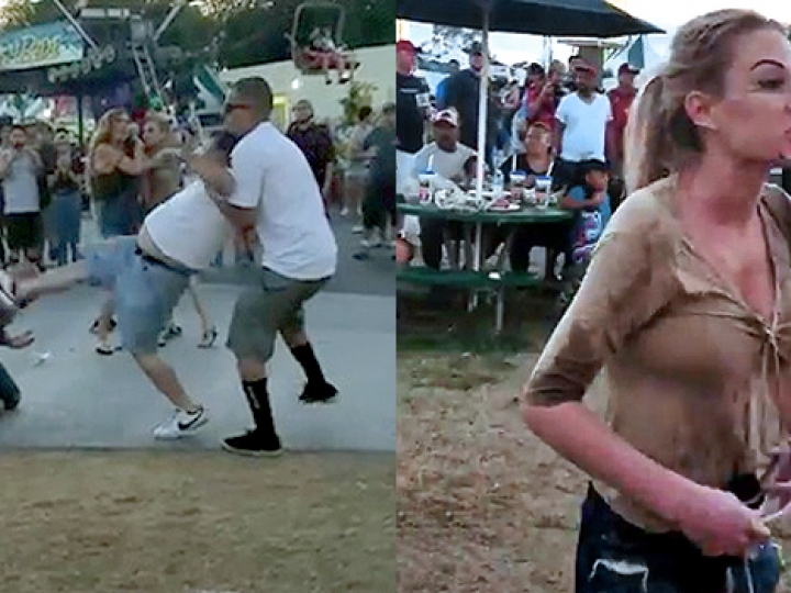 CrazyShit.com | ONLY THE TRASHIEST FIGHTS HAPPEN AT THE COUNTY FAIR (NOSE BREAK) - Crazy Shit