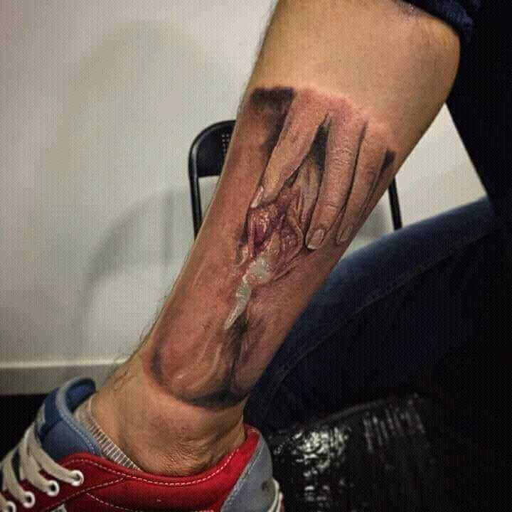 Someone tattooed a pussy