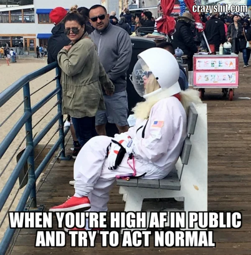 being high in public