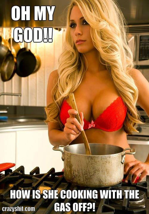hot blonde cooking