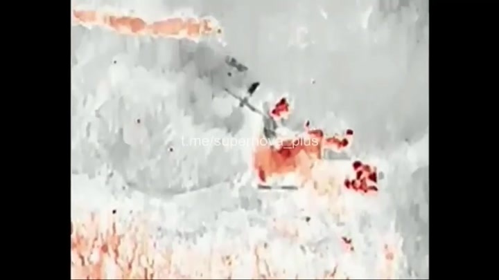 Russian soldiers getting attacked by Ukraine drone during night