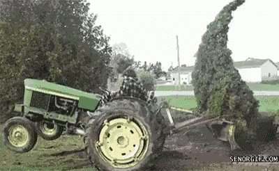 He needs a bigger tractor