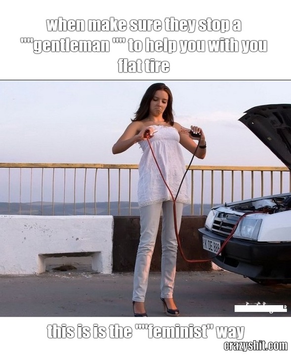 when make sure they stop a ""gentleman "" to help you with you flat tire