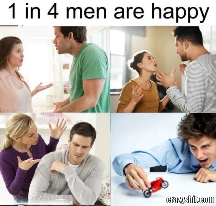 1 in 4 men are happy