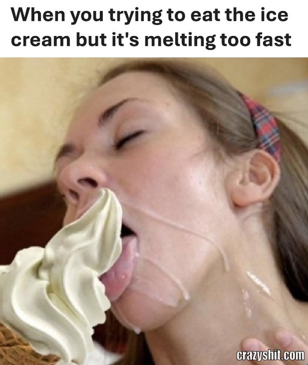 Trying To Eat The Ice Cream