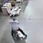 Asshole crashes pocketbike into warehouse