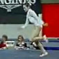 Gymnast becomes familiar with the mat