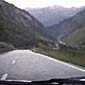 Car loses control on a mountain road