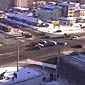 Russian pedestrians get plowed by car