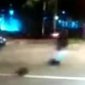 Motorcycle Takes Out Pedestrian