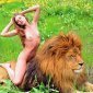 Naked Chick on a Lion