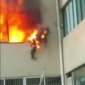 Fireman Covered In Flames Jumps