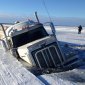 Semi Truck In Thin Ice