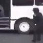 Bus takes out lady cop