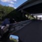 Biker Crashes Into Guard Rail
