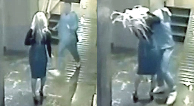 VICIOUS ATTACK ON GIRLFRIEND CAUGHT ON SECURITY CAM