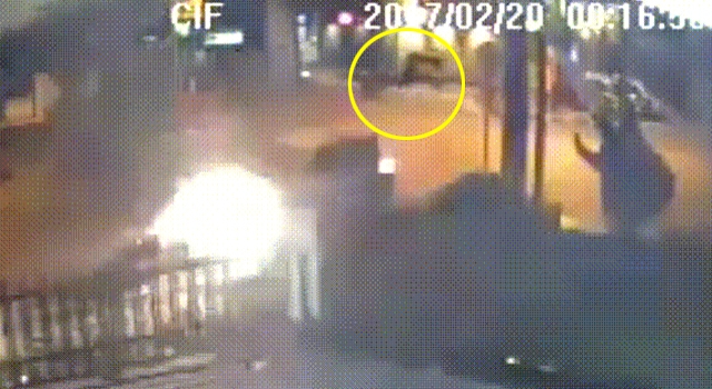 BIKER TAKES A BRUTAL TRIP AFTER BEING HIT BY CAR