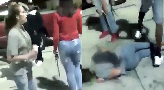GIRL PUSHES GUY, GIRL GETS KNOCKED THE FUCK OUT