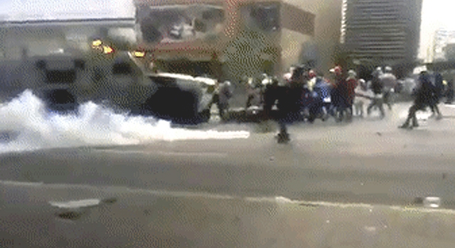 PROTESTERS RUN OVER BECAUSE' FUCK YOU I'M A TANK'