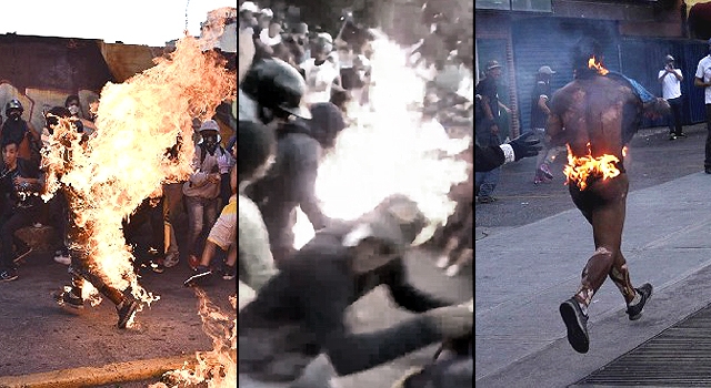PROTESTOR IS LITERALLY SET ON FIRE IN VENEZUELA
