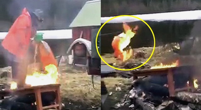 WE ALL HAVE THAT 'ONE FRIEND': IDIOT SETS HIMSELF ON FIRE
