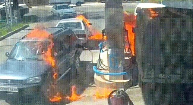 WHAT -NOT- TO DO DURING A GAS STATION FIRE