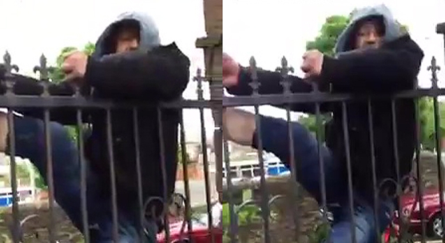 THIEF GETS STUCK ON FENCE, BEGS FOR MERCY (LOL)
