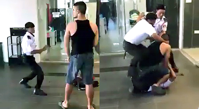BAD IDEA: TINY SECURITY GUY TRIES TO TAKE ON MMA FIGHTER