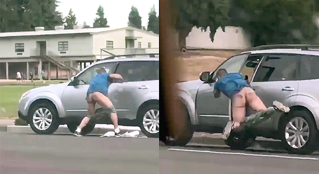 NEVER GIVE UP: NAKED GUY REFUSES TO LET CARJACKER WIN