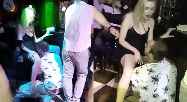 LOL: BOUNCER ISN'T HAPPY ABOUT EATING PUSSY IN THE CLUB