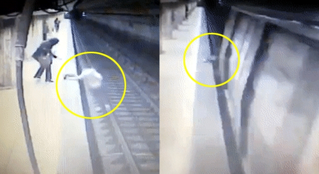 TERRIFYING: STRANGER PUSHES WOMAN IN FRONT OF TRAIN