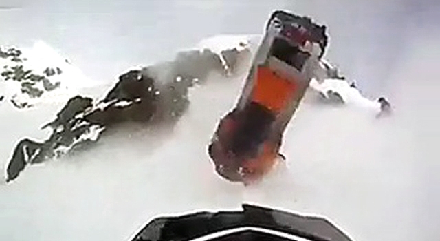 DAREDEVIL SNOWMOBILER GOES ON THE RIDE OF HIS FUCKIN LIFE