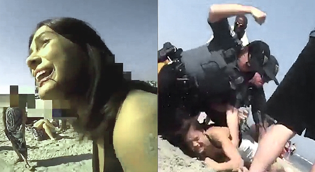 TWO ANGLES OF THAT GIRL PUNCHING COP IN NEW JERSEY