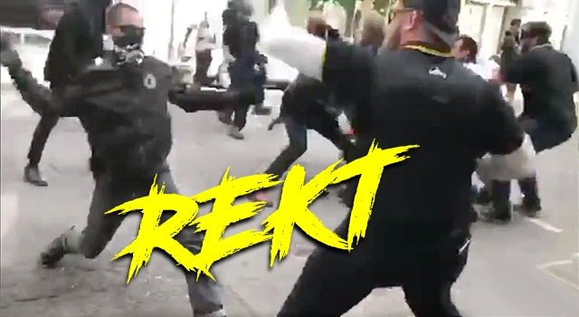 LOL: ANTIFA PROTESTOR PUNCHED INTO THE SHADOW REALM
