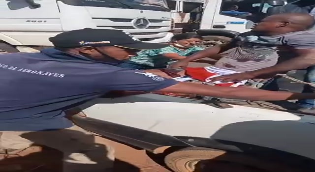 man have leg smashed by truck