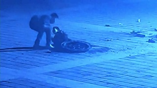Boy throws fireworks in hole.....boom !!!