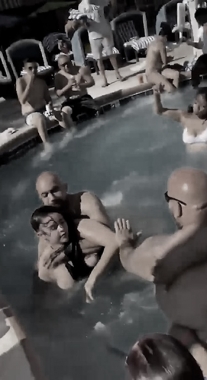 girls fight in the pool
