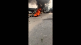 Man burned between tires