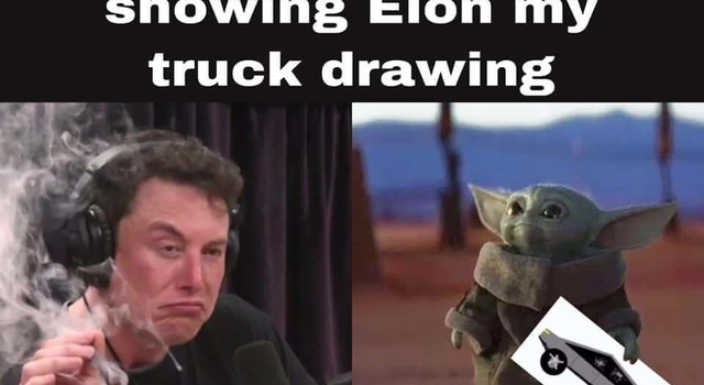 8 year old me showing elon my truck drawing